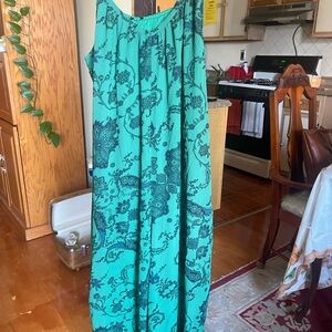 Green and Blue Patterned Maxi Dress